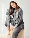 Papinelle Audrey Mulberry Silk Full Length Pj In Dark Slate