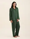 Papinelle Audrey Mulberry Silk Pajamas In Forest Green