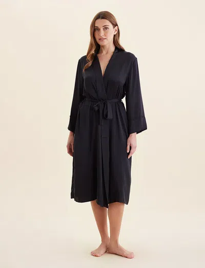 Papinelle Audrey Mulberry Silk Long Robe In Black