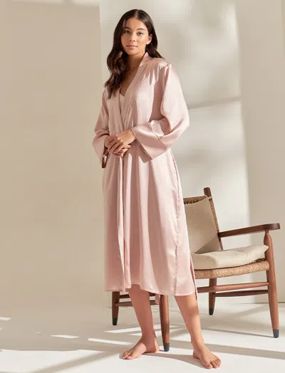 Papinelle Audrey Mulberry Silk Long Robe In  Pink