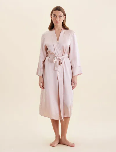Papinelle Audrey Mulberry Silk Long Robe In Pink