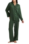Papinelle Audrey Mulberry Silk Pajamas In Forest Green