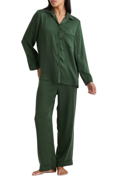 Papinelle Audrey Mulberry Silk Pajamas In Forest Green