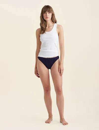 Papinelle Audrey Mulberry Silk Panties In Navy