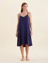 Papinelle Audrey Mulberry Silk Slip Nightgown In Navy