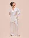 Papinelle Audrey Mulberry Silk Wide Leg Pant In White