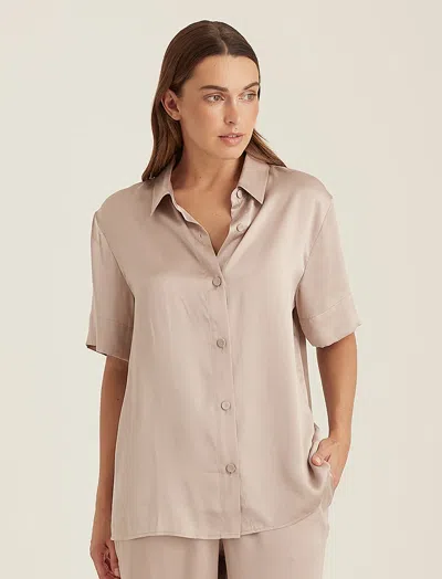 Papinelle Audrey Relaxed Silk Shirt In Mushroom