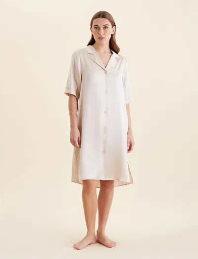 Papinelle Audrey Silk Short Sleeve Nightshirt In Neutral