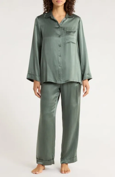 Papinelle Audrey Washable Mulberry Silk Pajamas In Green