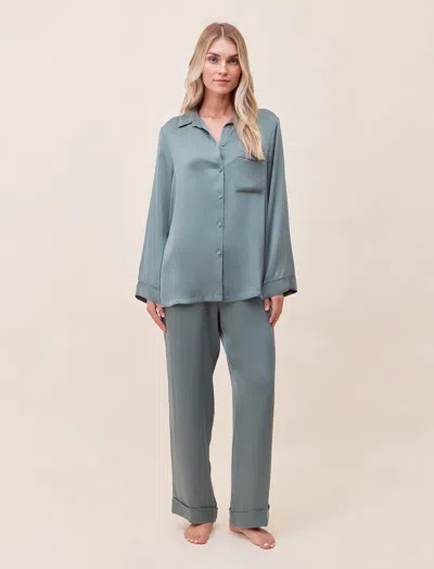 Papinelle Audrey Washable Silk Full Length Pj In Green
