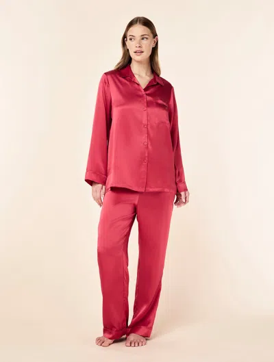 Papinelle Audrey Washable Silk Full Length Pj Set In Pink
