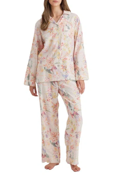 Papinelle Bailey Cozy Floral Cotton Blend Pajamas In Champagne