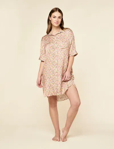 Papinelle Betsy Fields Satin Nightshirt In Neutral