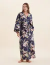 Papinelle Betsy Sateen Maxi Robe In Blue
