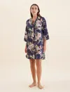 Papinelle Betsy Floral Cotton Sateen Night Shirt In Blue