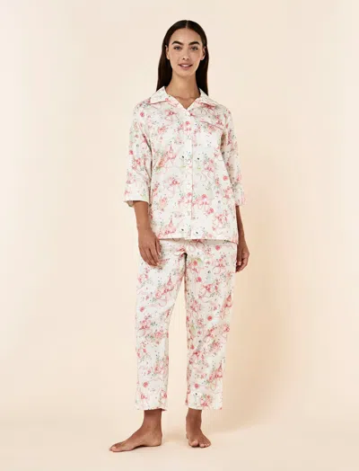 Papinelle Bows In Bloom Crop Pj Set In Pink