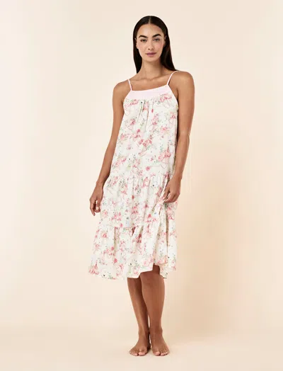 Papinelle Bows In Bloom Tiered Strappy Nightie In Neutral