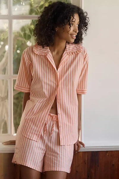 Papinelle Butterscotch Cotton Poplin Top And Shorts Pajama Set In Pink