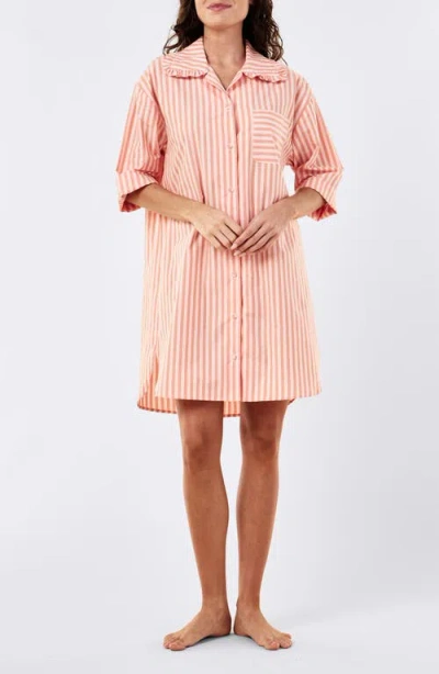 Papinelle Butterscotch Stripe Cotton Nightshirt In Pink
