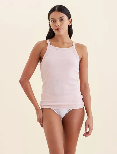 Papinelle Milla High Neck Rib Shelf Bra Tank In  Pink