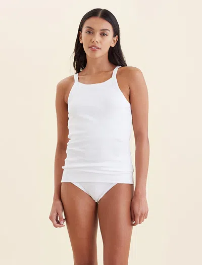 Papinelle Milla High Neck Rib Shelf Bra Tank In White