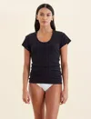 Papinelle Milla Built-in Bra Rib Lounge T-shirt In Black