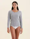 Papinelle Milla Rib Shelf Bra Long Sleeve Tee In Grey