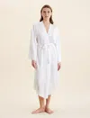 Papinelle Camille Lace Trim Silk Robe In Ivory