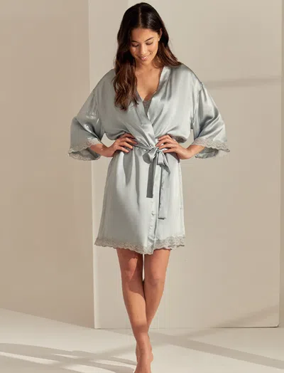 Papinelle Camille Silk Lace Robe In Green