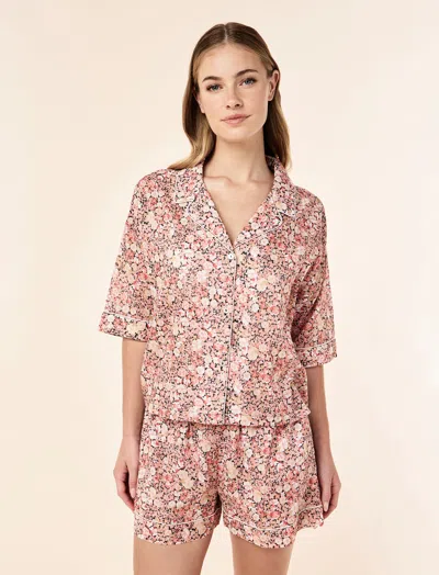 Papinelle Carly Floral Boxer Pj Set In Pink