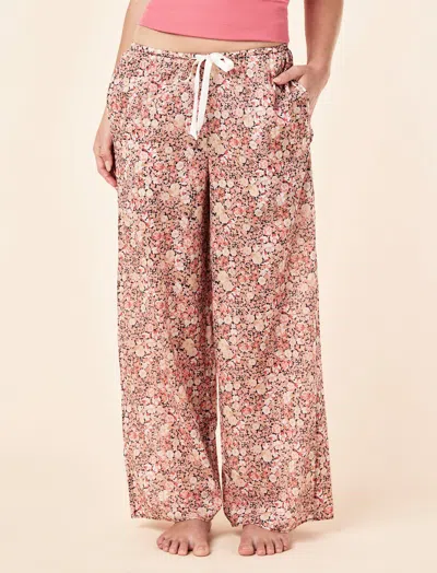 Papinelle Carly Floral Full Length Wide Leg Pant In Pink