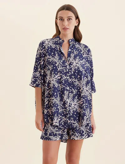 Papinelle Cheri Blossom Boxer Pj Set In Navy