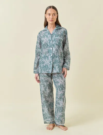 Papinelle Cheri Blossom Full Length Pj Set In Moss