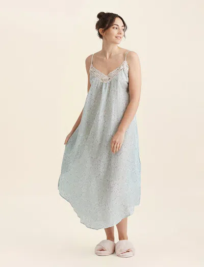 Papinelle Cheri Blossom Lace Front Maxi Nightgown In Sage