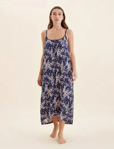Papinelle Cheri Blossom Strappy Maxi Nightie In Navy