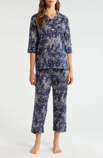 Papinelle Cherry Blossom Cotton Voile Pajamas In Blue
