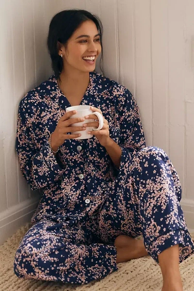 Papinelle Cherry Blossom Pajama Set In Blue