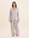 Papinelle Christmas Stars Full Length Pj Set In Berry Pink
