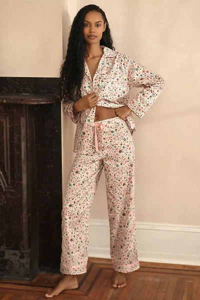 Papinelle Christmas Stars Pajama Set In Pink