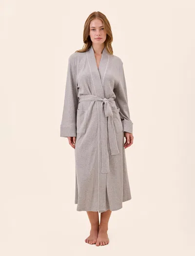 Papinelle Claire Cotton Waffle Maxi Robe In Gray