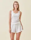 Papinelle Claire Soft Cotton Waffle Boxer Pj Set In White