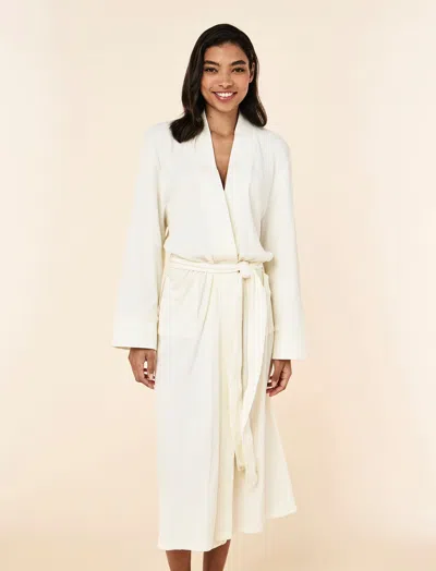 Papinelle Claire Soft Cotton Waffle Maxi Robe In White
