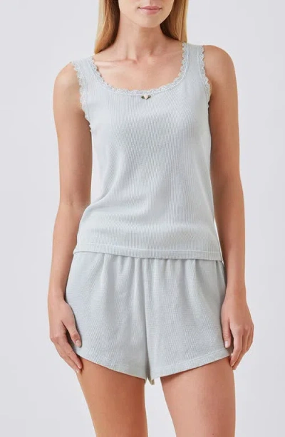 Papinelle Claire Waffle Knit Short Pajamas In Gray