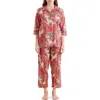 Papinelle Clara Print Crop Cotton Pajamas In Red