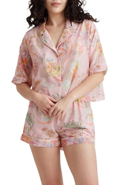 Papinelle Coco Floral Cotton & Silk Short Pyjamas In  Pink