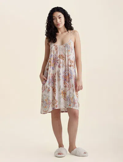 Papinelle Coco Floral Strappy Sateen Nightgown In Cream