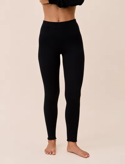 Papinelle Colette Cosy Cotton Silk Rib Legging In Black