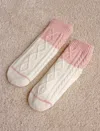 Papinelle Color Block Cable Socks In Ecru