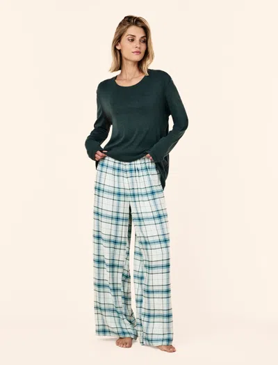 Papinelle Comfy Plaid Full Length Pant In Green