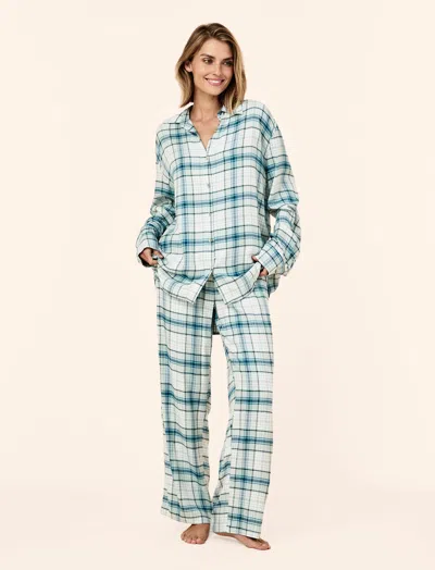 Papinelle Comfy Plaid Full Length Pj Set In Green